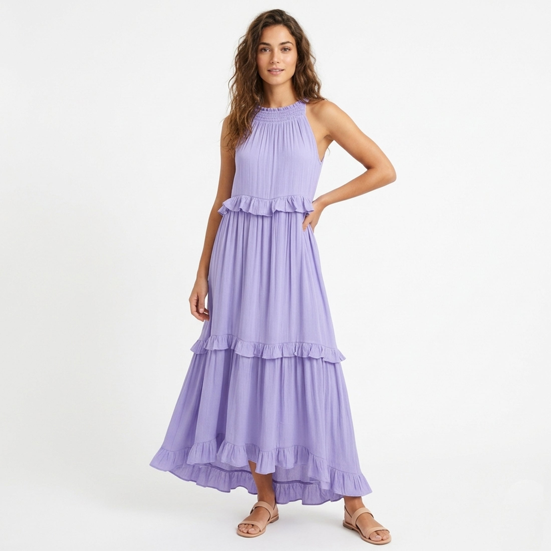 casual tiered maxi dress Petal and Pup Women's Lillee Tiered Maxi Dress
