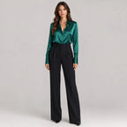Women's Collared Button Up Blouse Long Sleeve Formal