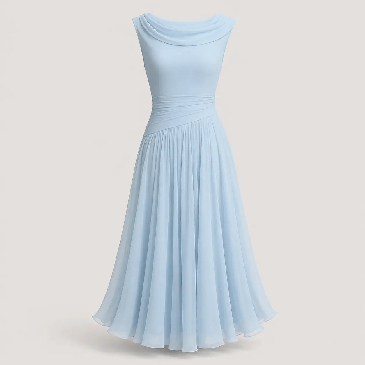 Robe midi sans manches drapée pour les occasions estivales