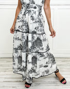 Toile print maxi dress side
