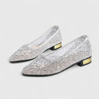 Pointed toe studded ballet flats heel detail