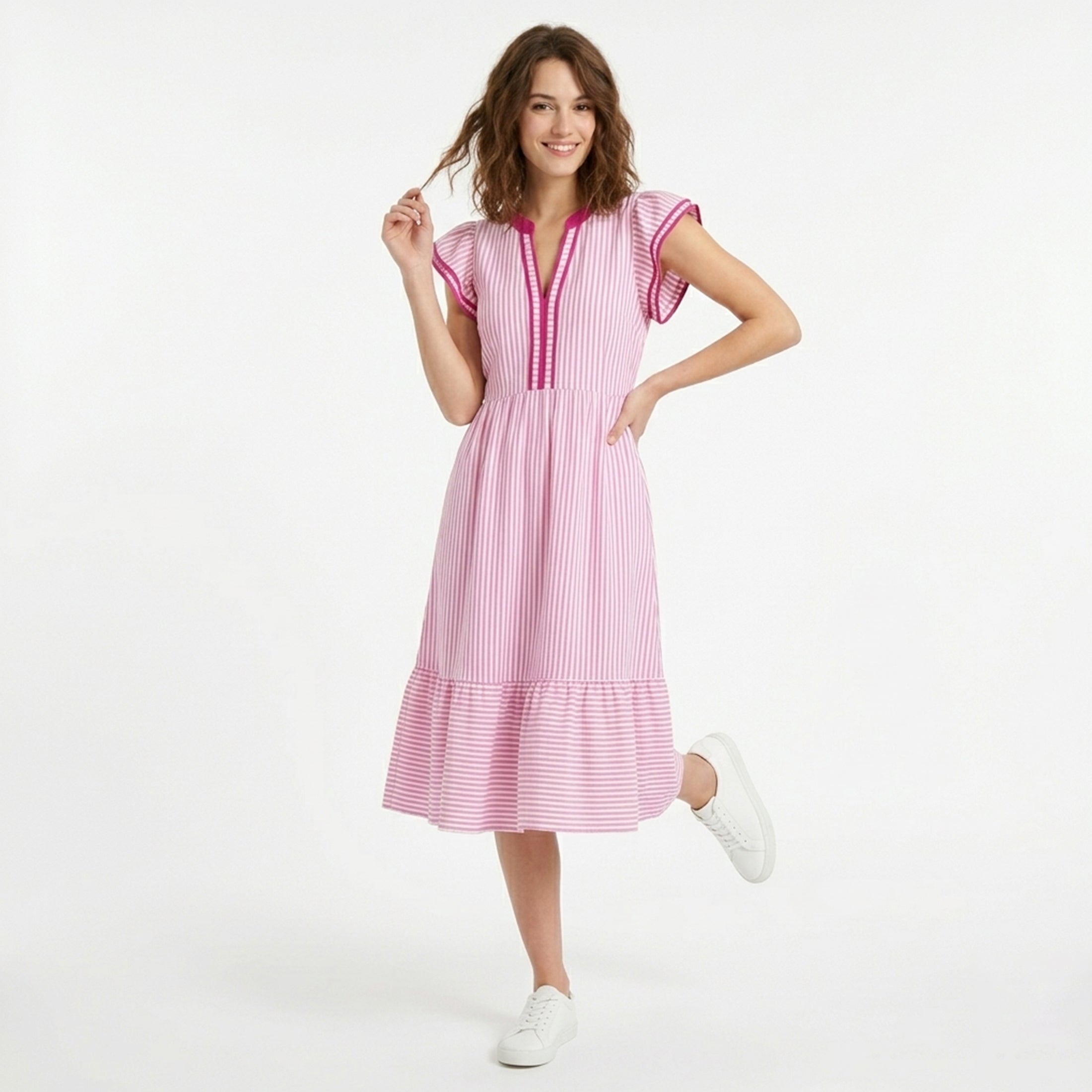 Veloire | Cotton A-Line Midi Dress for Women