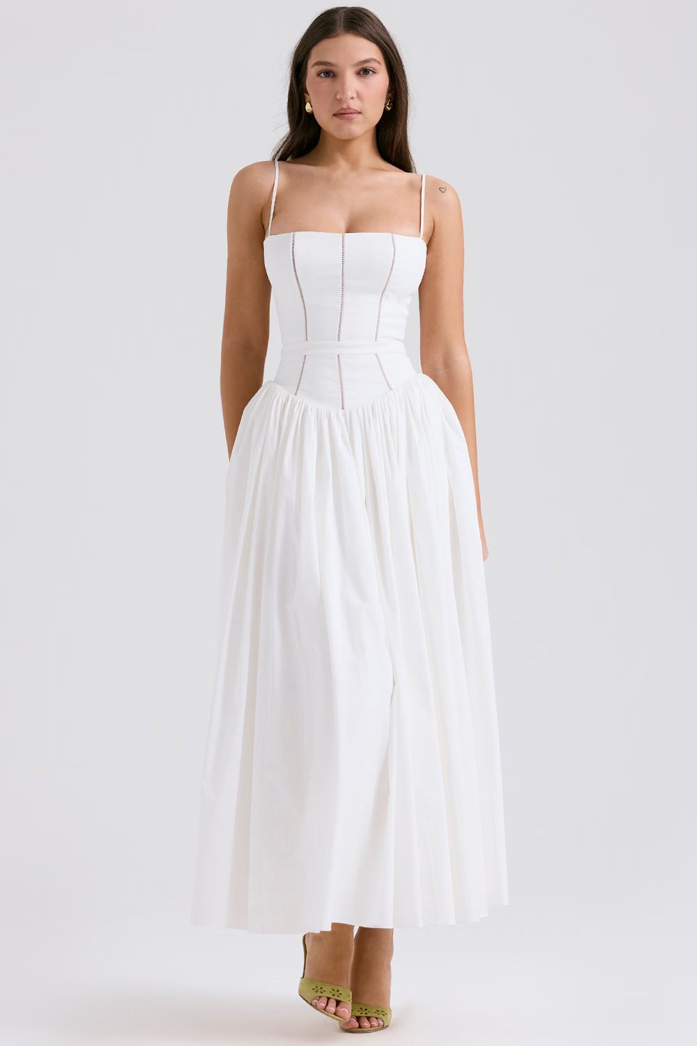 Corset midi dress in White