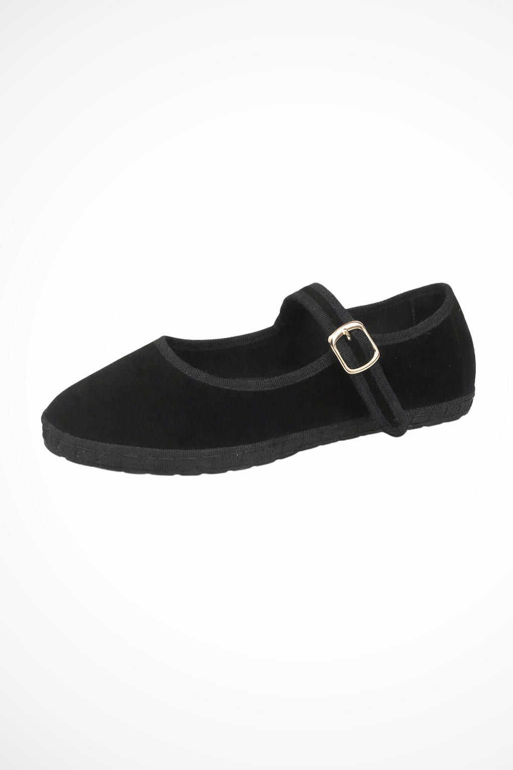 Round toe buckle strap Mary Jane flats in black