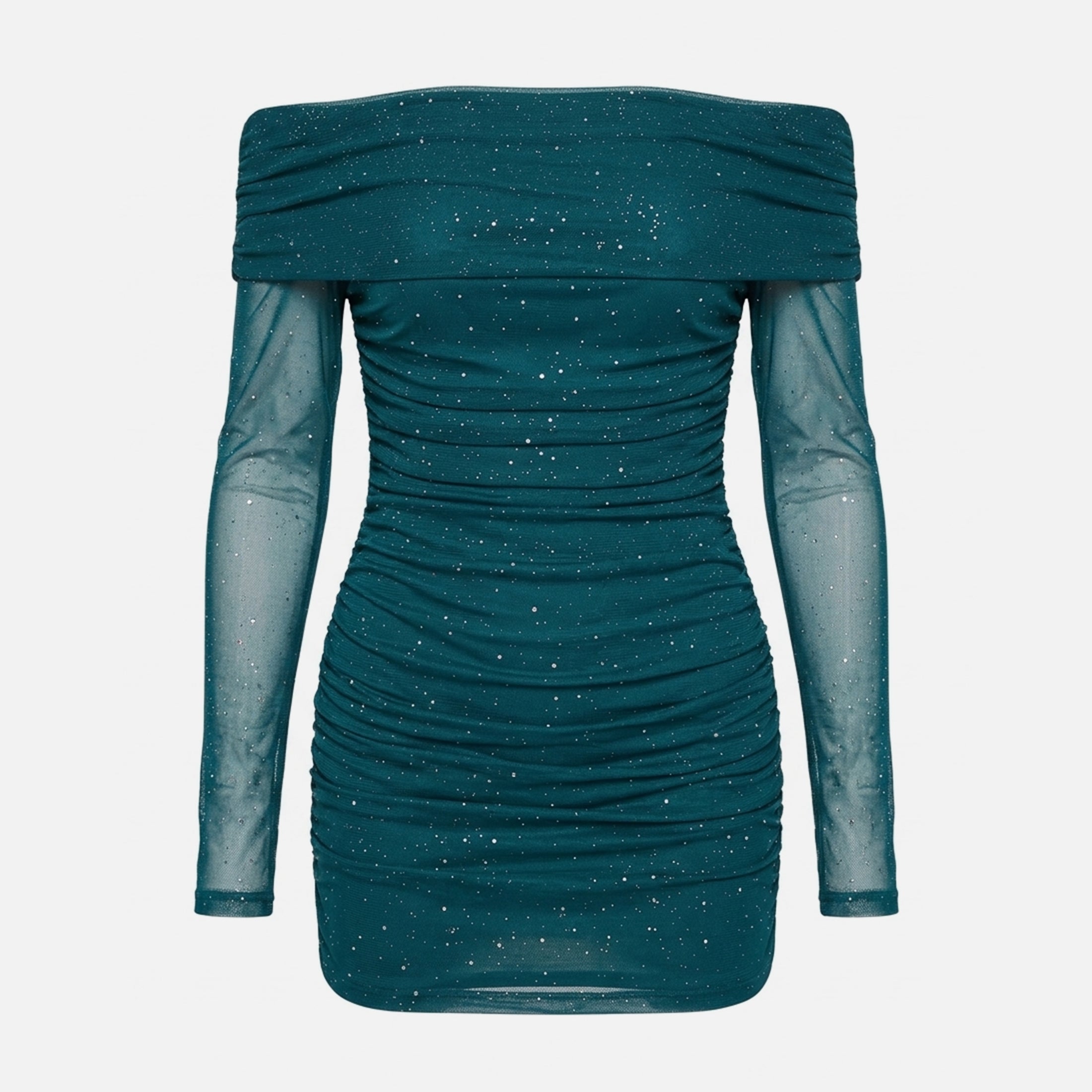 Veloire | Women's Mini Mesh Off Shoulder Sparkle Dress
