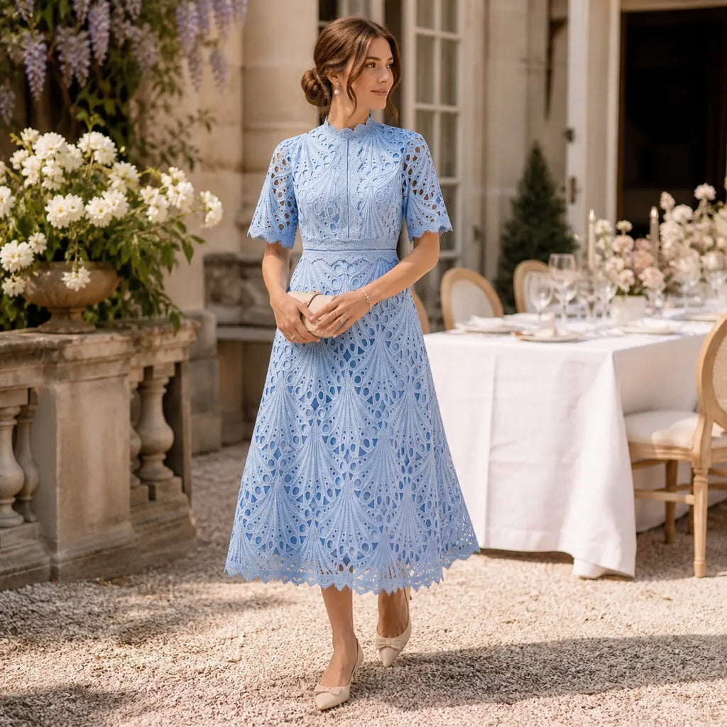 Veloire | Robe d'été midi en dentelle pour femmes