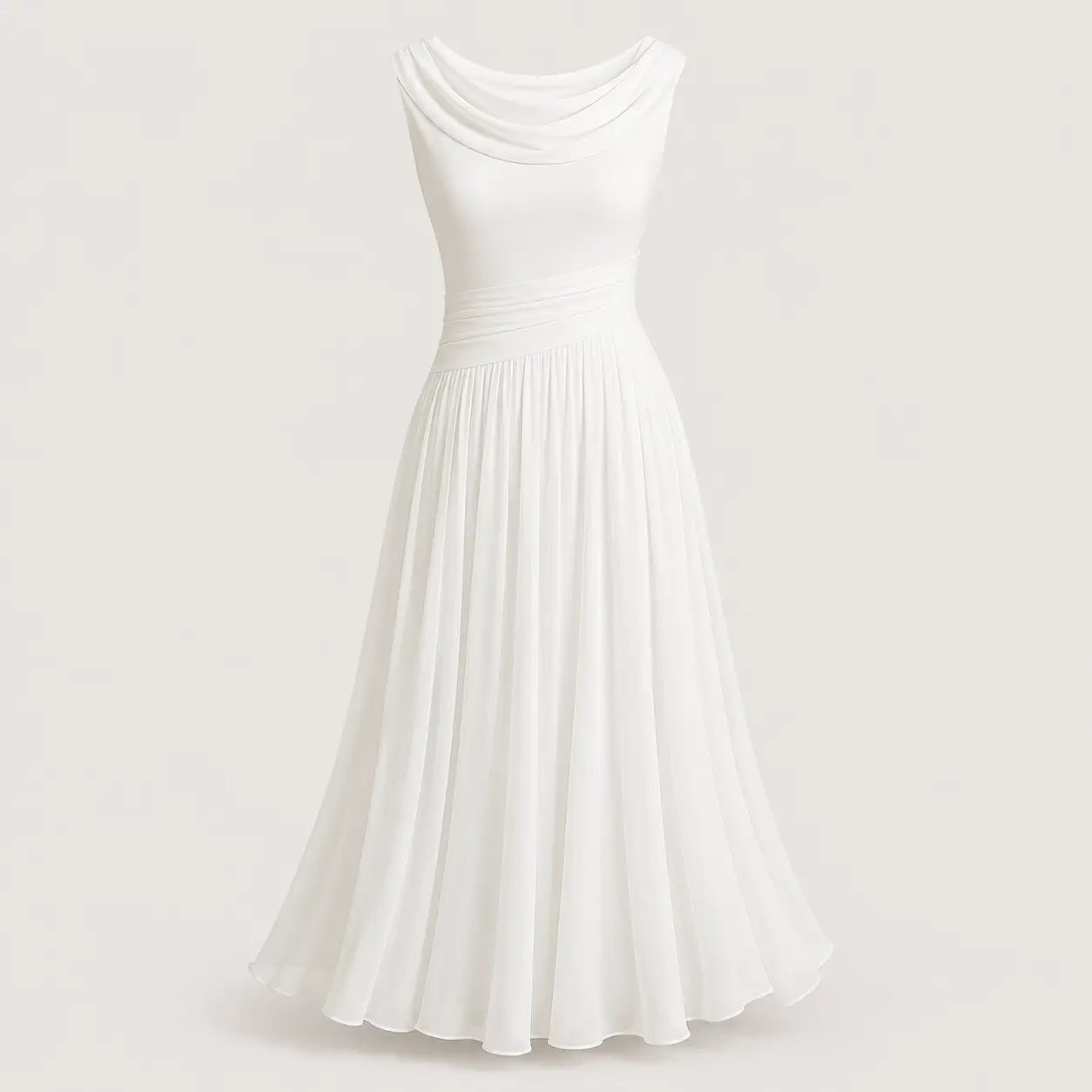 Robe midi sans manches drapée pour les occasions estivales