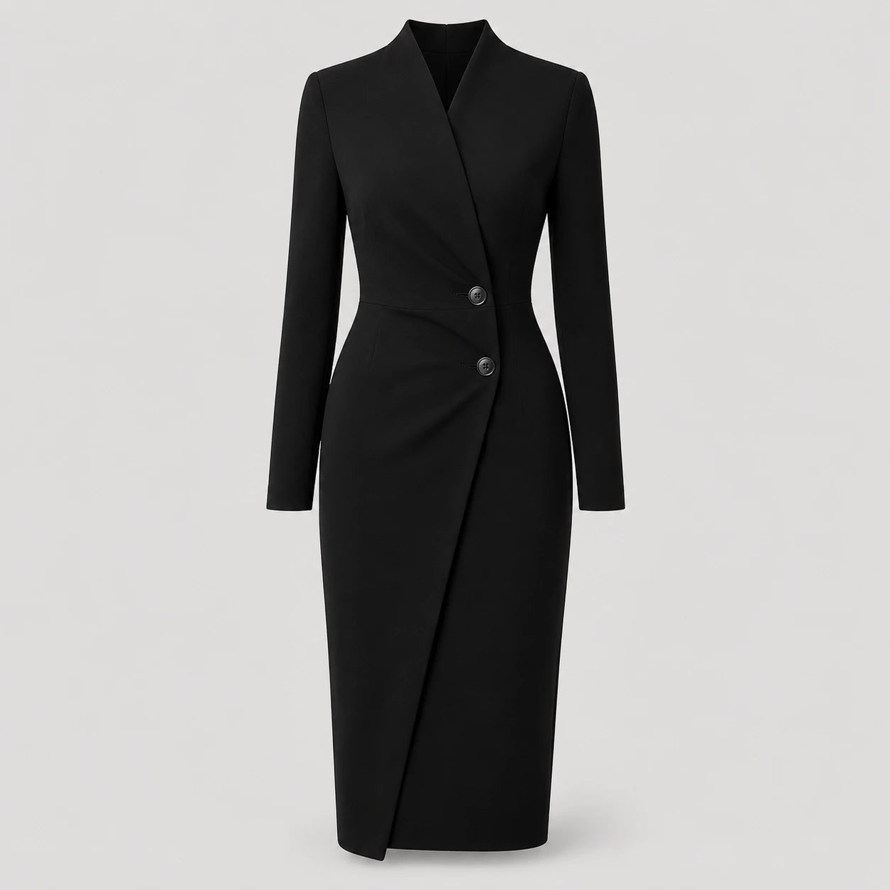 Robe midi enveloppante à manches longues et décolleté en V pour femmes
