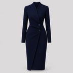 Robe midi enveloppante à manches longues et décolleté en V pour femmes