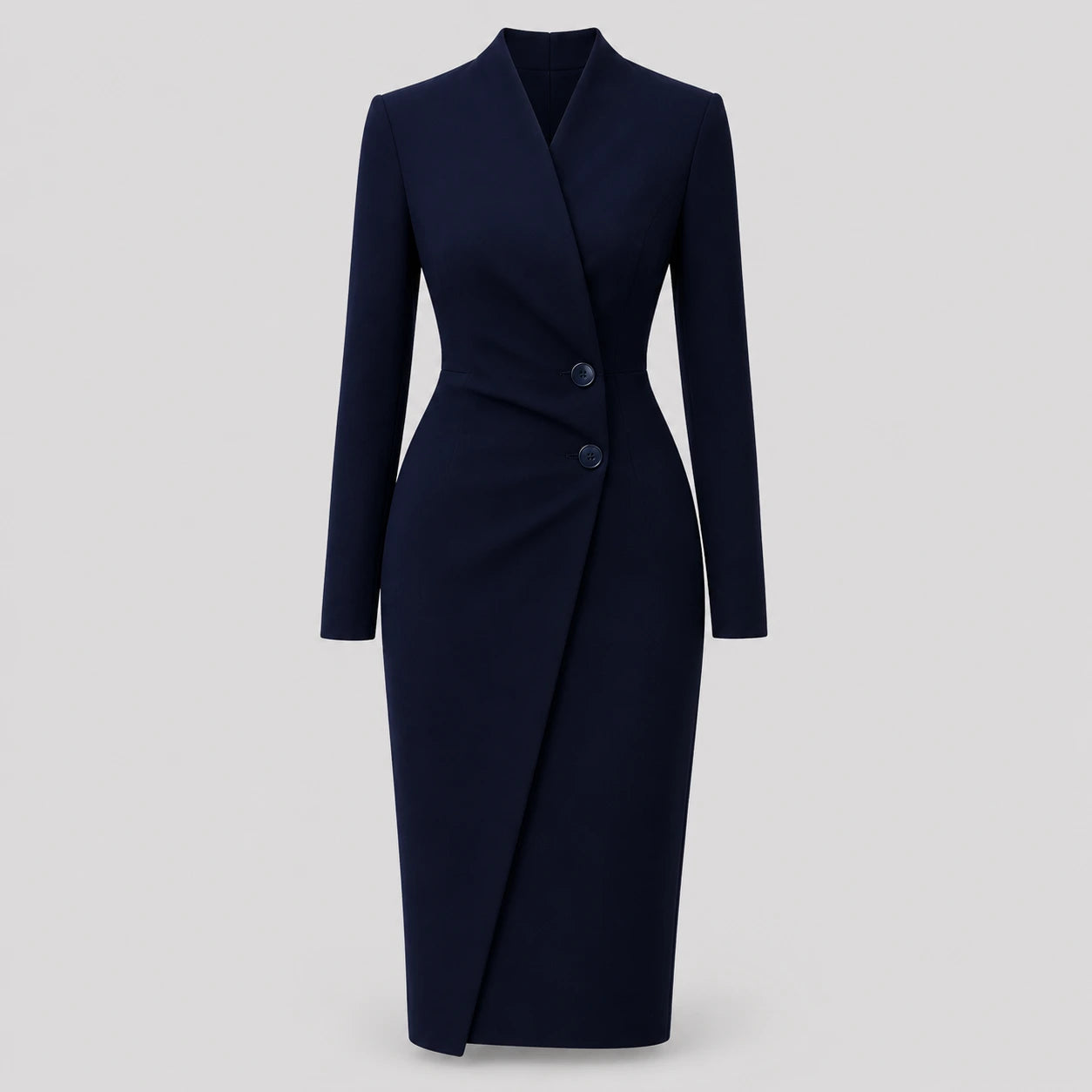 Robe midi enveloppante à manches longues et décolleté en V pour femmes