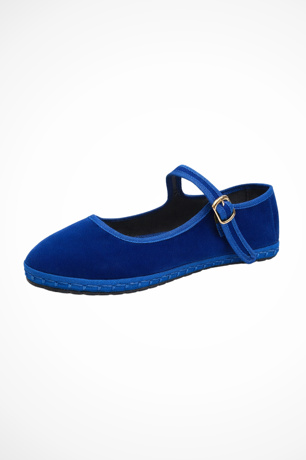 Round toe buckle strap Mary Jane flats in blue