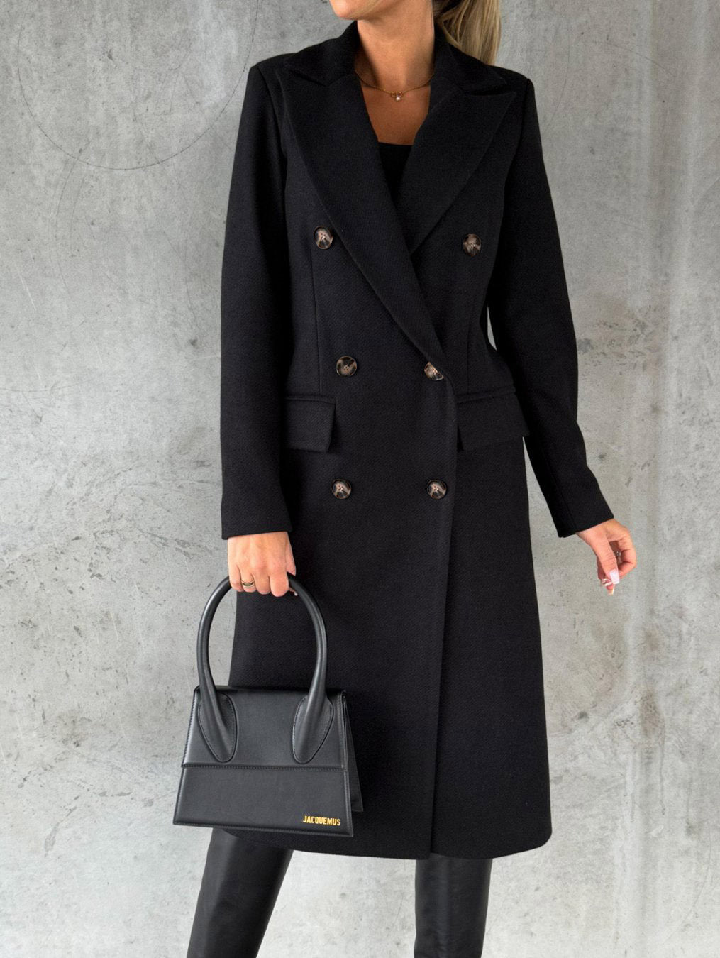 Double Breasted Coat Longline Lapel Collar for Autumn