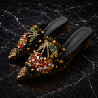 Crystal cherry heels side view