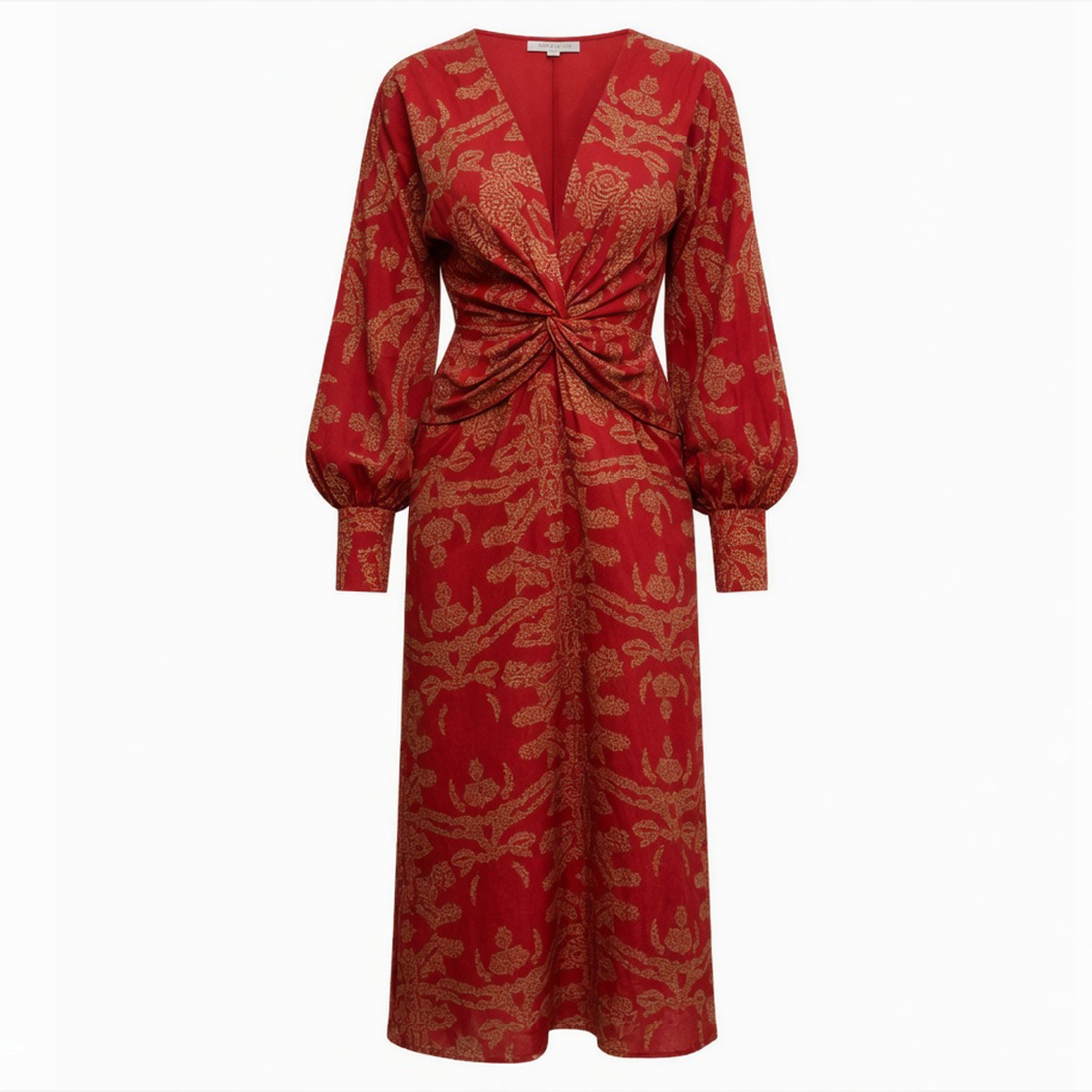 Women's V-Neck Printed Midi Dress Summer Casual