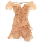 Robe mini cocktail à volants décolletée pour femmes