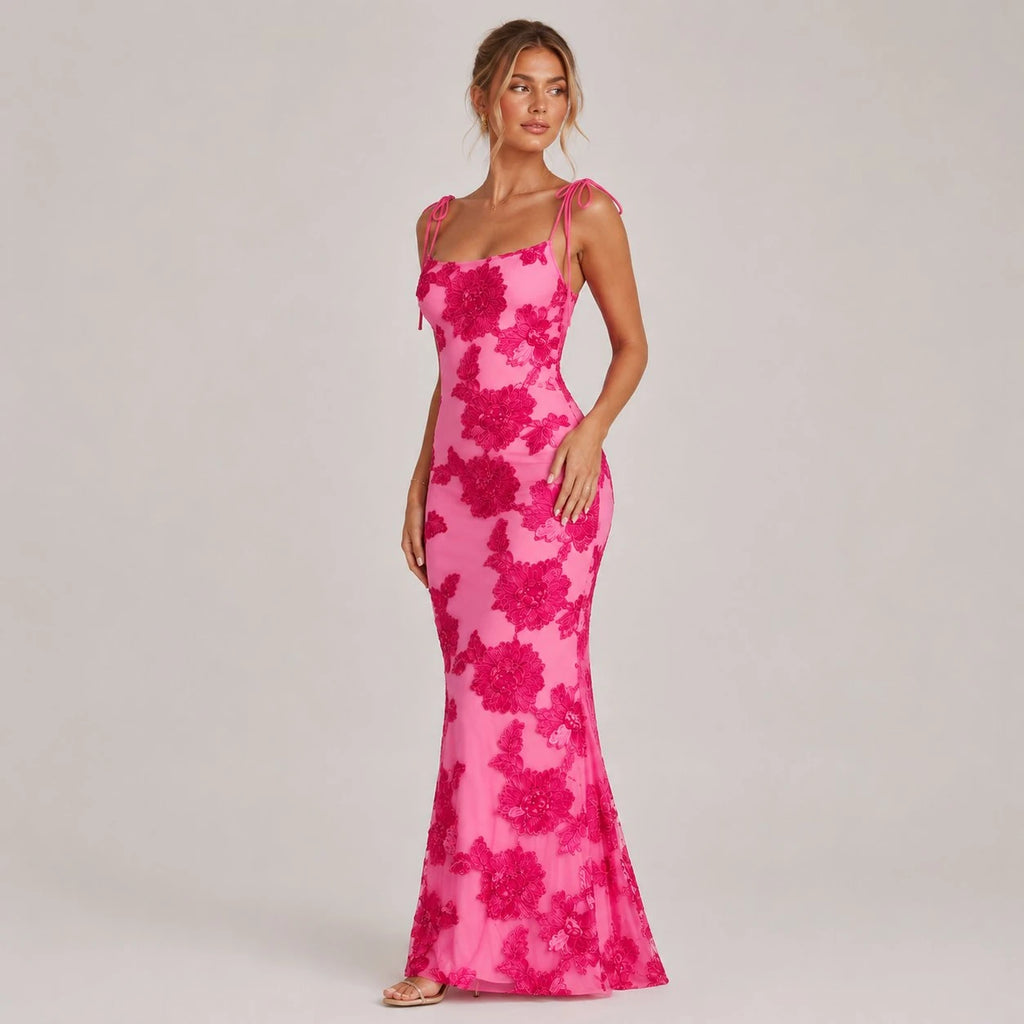 Women's Floral Fishtail Maxi Dress  Summer Occasion