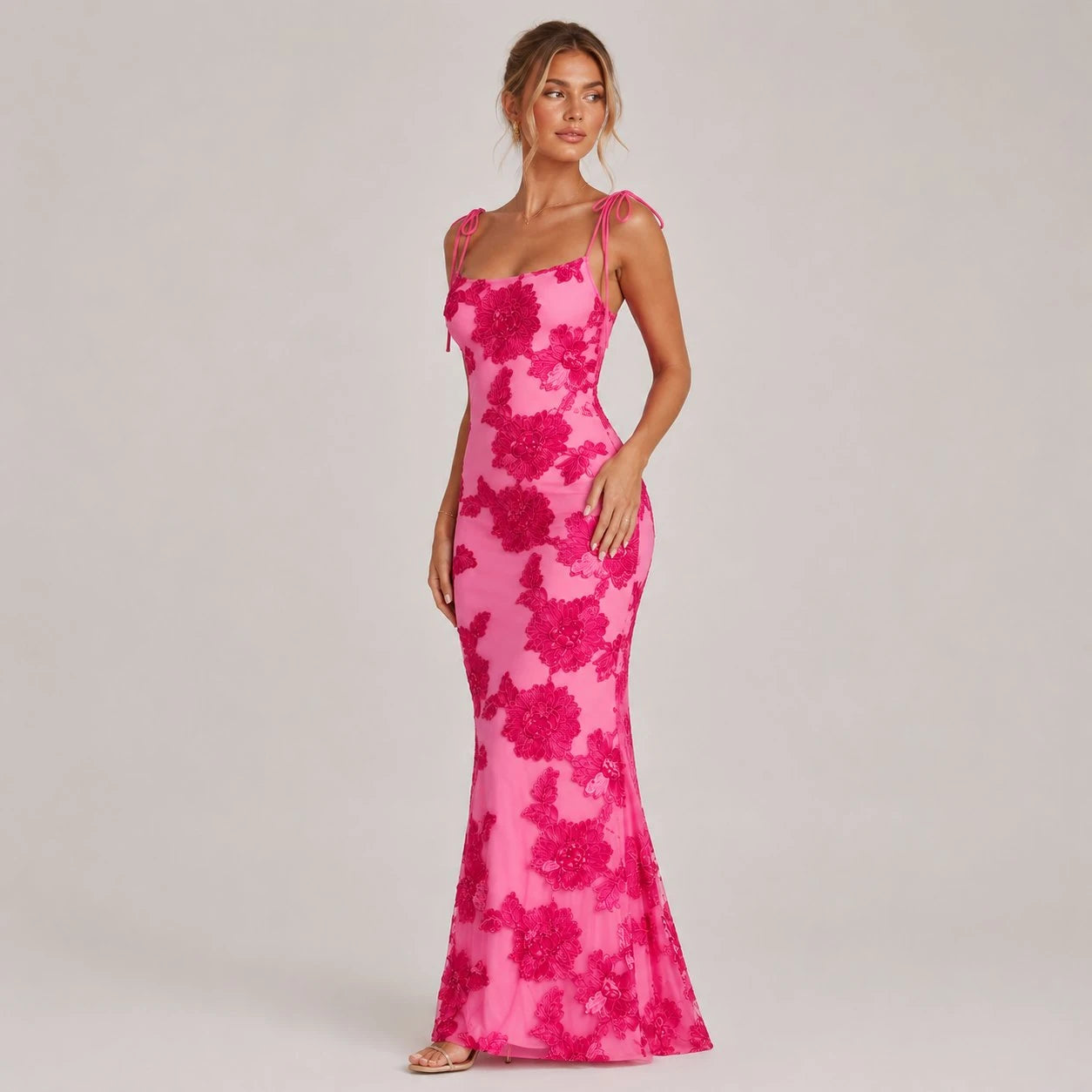 Women's Floral Fishtail Maxi Dress  Summer Occasion