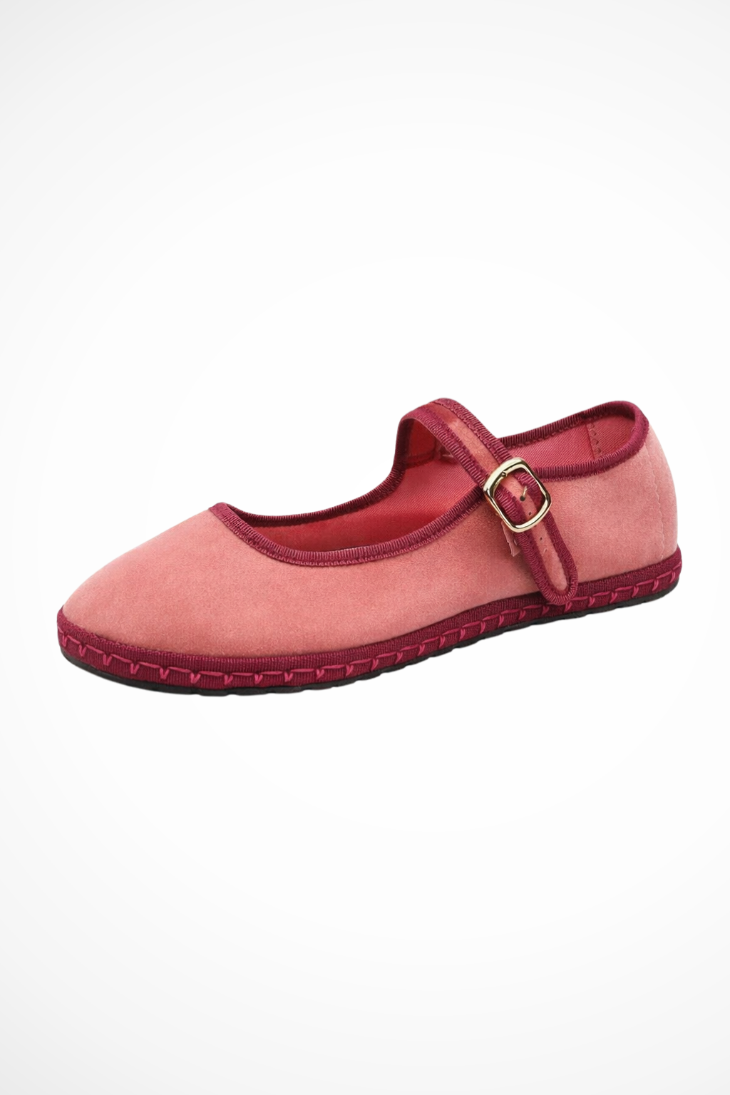 Round toe buckle strap Mary Jane flats in pink