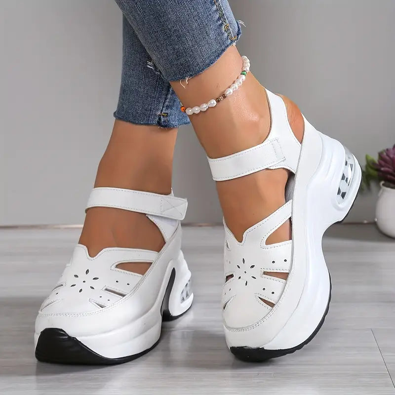 White orthopedic wedge sandals