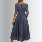 Lace bodice long sleeve maxi dress detail view