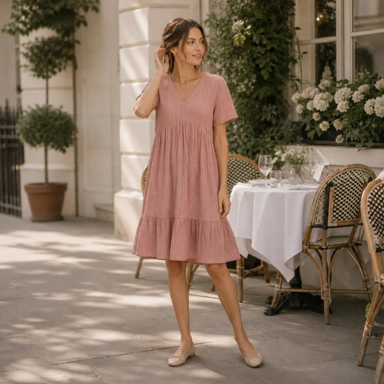 Robe mini à volants pour femmes, décolleté en V, été décontracté