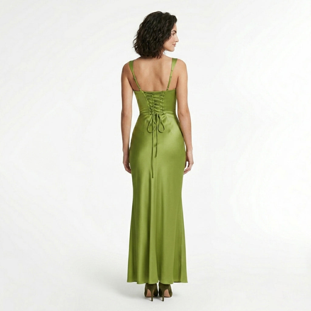 Robe maxi à fronces à décolleté carré pour invitées de mariage