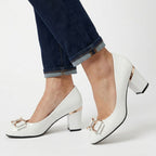 Chaussures de mariage à talon bloc pour femmes avec nœud
