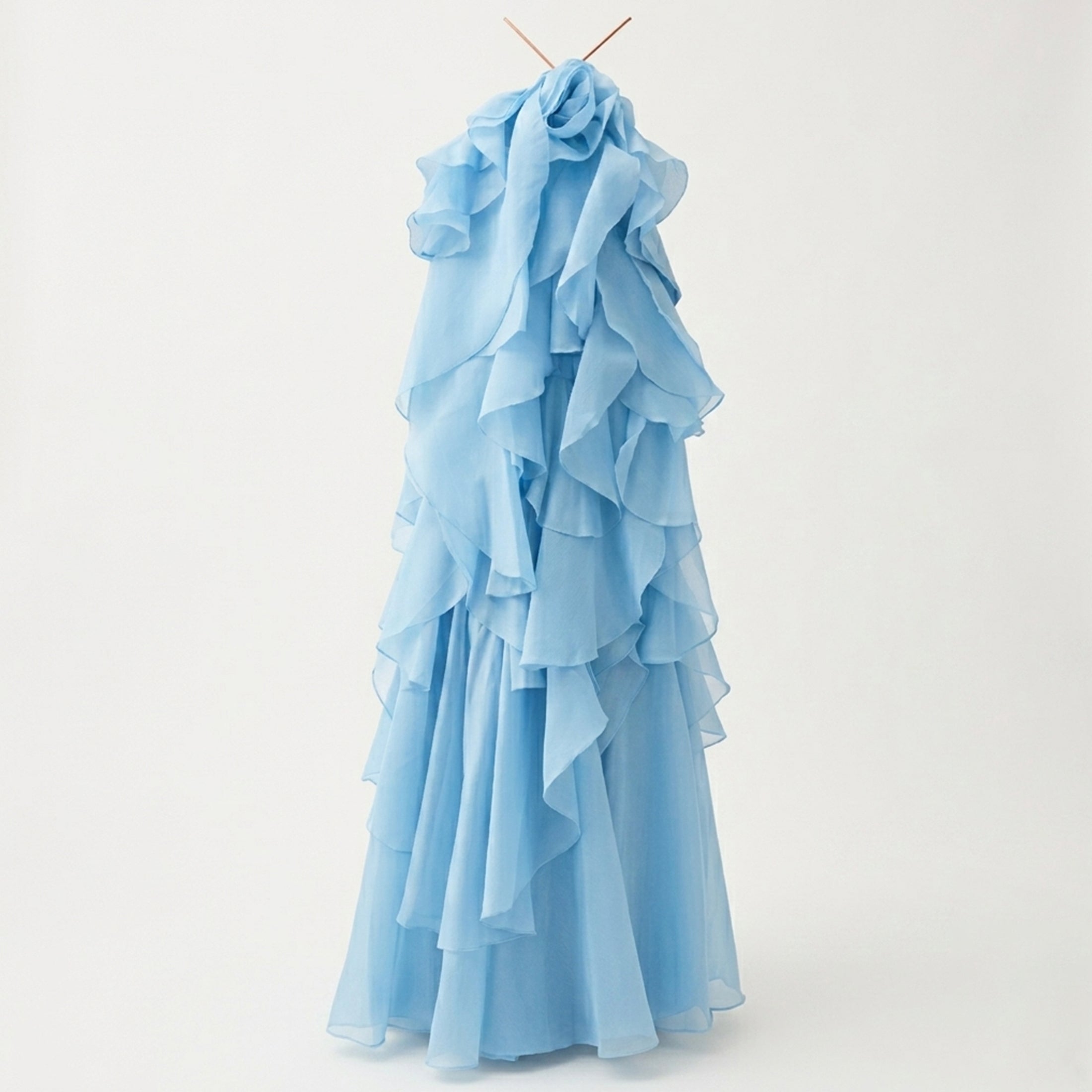 Robe maxi à volants à col halter élégante pour femmes