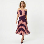 Robe midi froncée à épaules dénudées pour femmes été