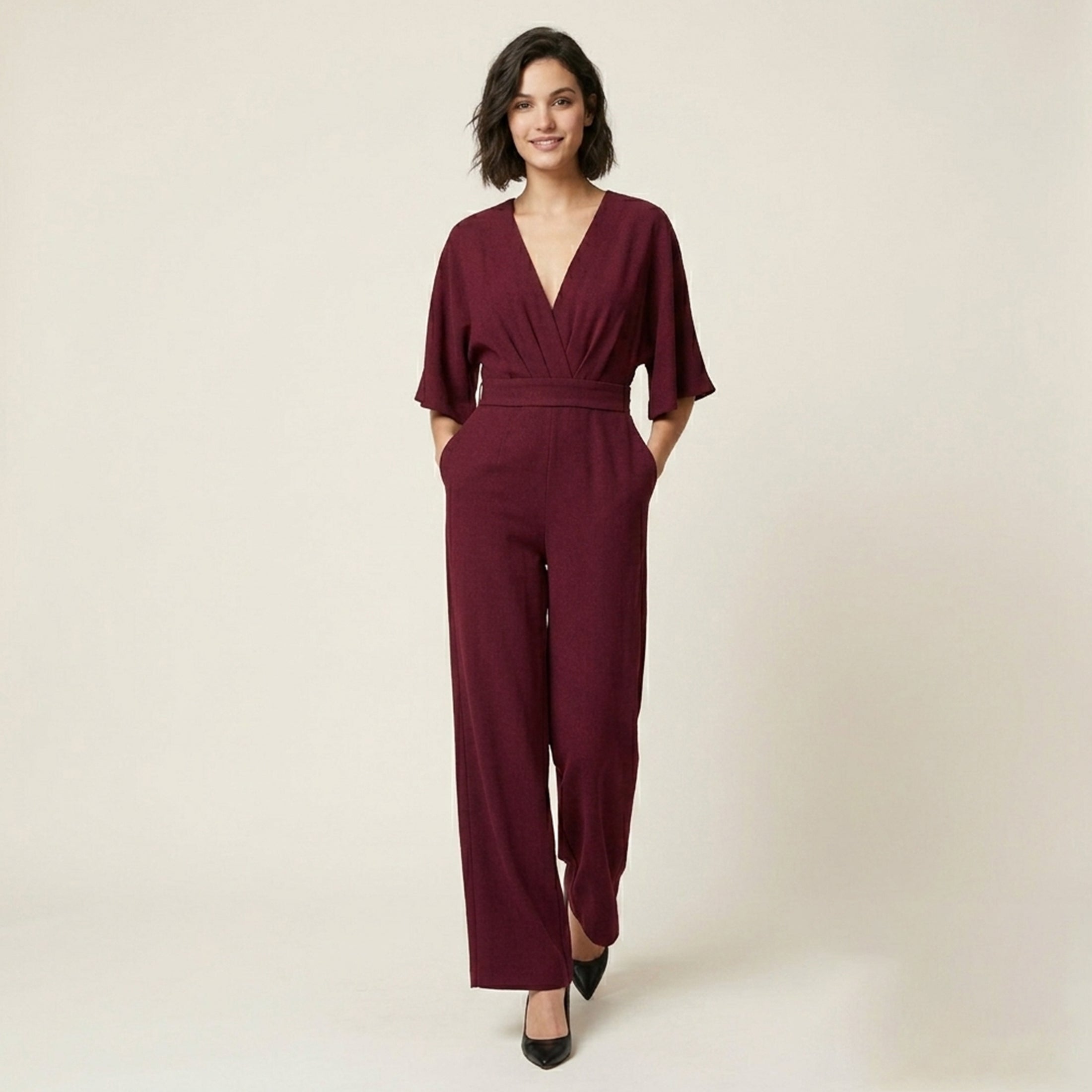 Combinaison large à décolleté en V pour femmes - Soirée formelle