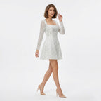 Robe mini scintillante à col carré pour femmes