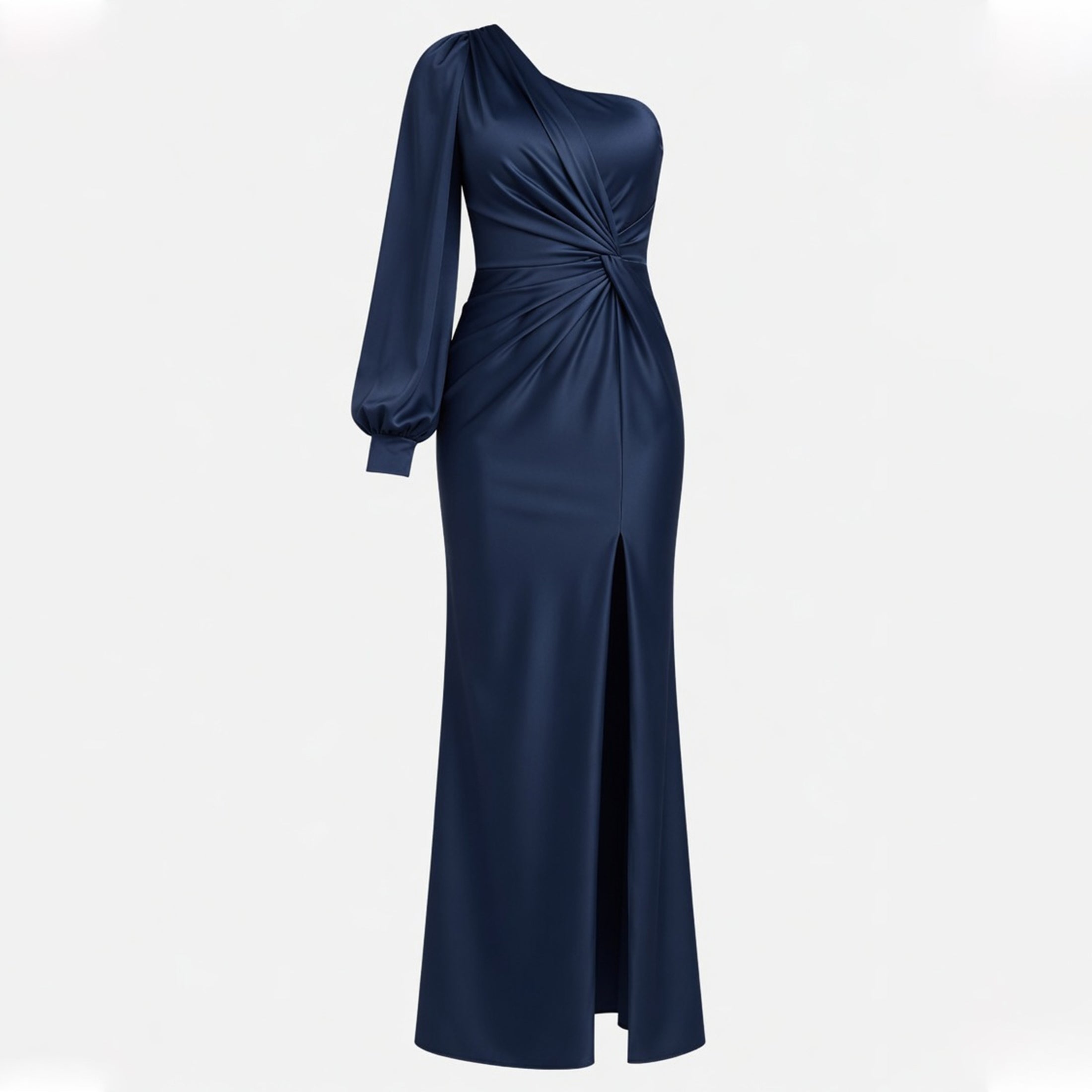 Robe Maxi Satin Épaule Dénudée Fente Invité de Mariage Femme