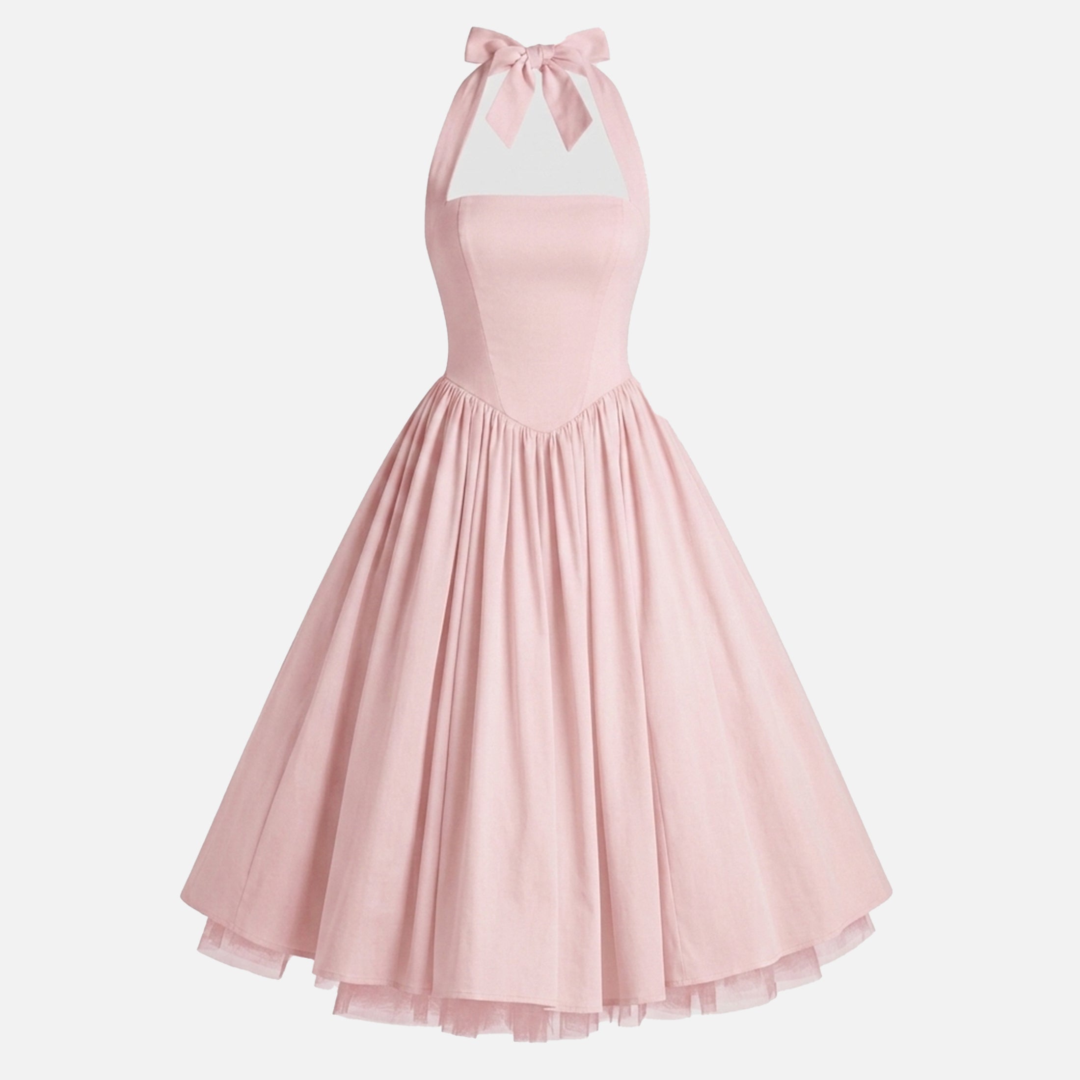 Elegant Halter Neck Backless Midi Dress Women's