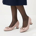 Chaussures à talons carrés en cuir élégantes pour femmes à bout pointu