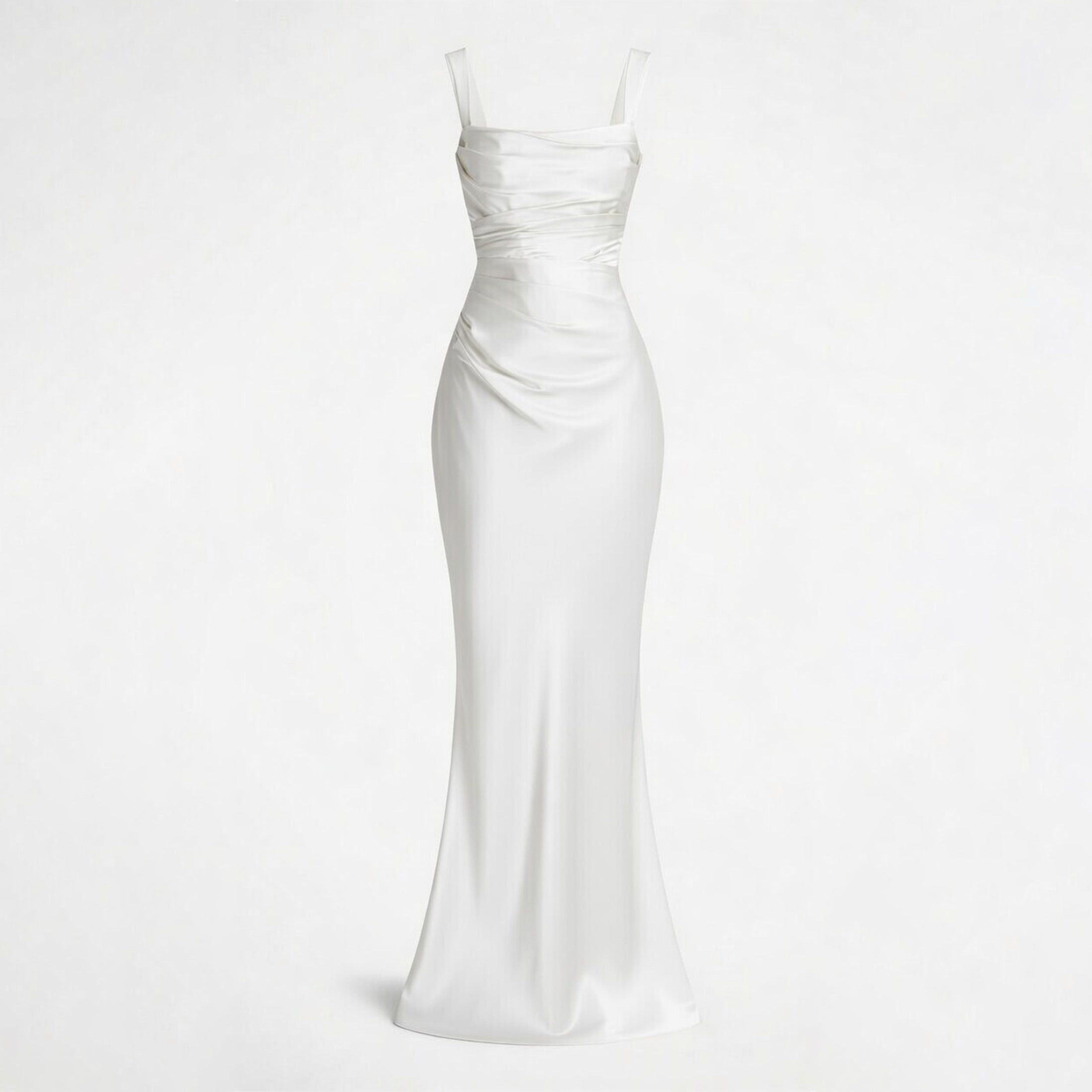 Robe maxi à fronces à décolleté carré pour invitées de mariage
