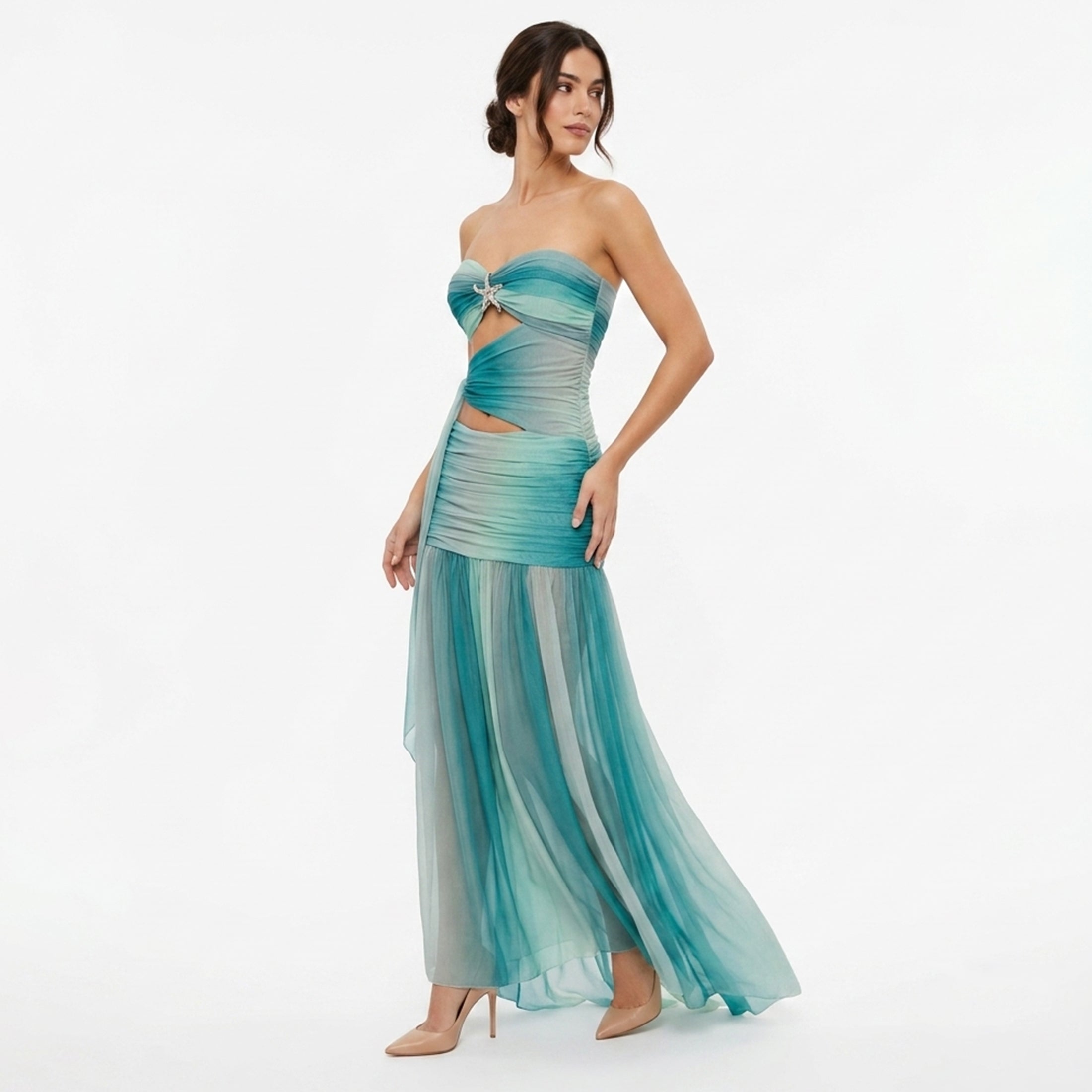 Robe Maxi Élastique Sans Bretelles Élégante pour Femmes
