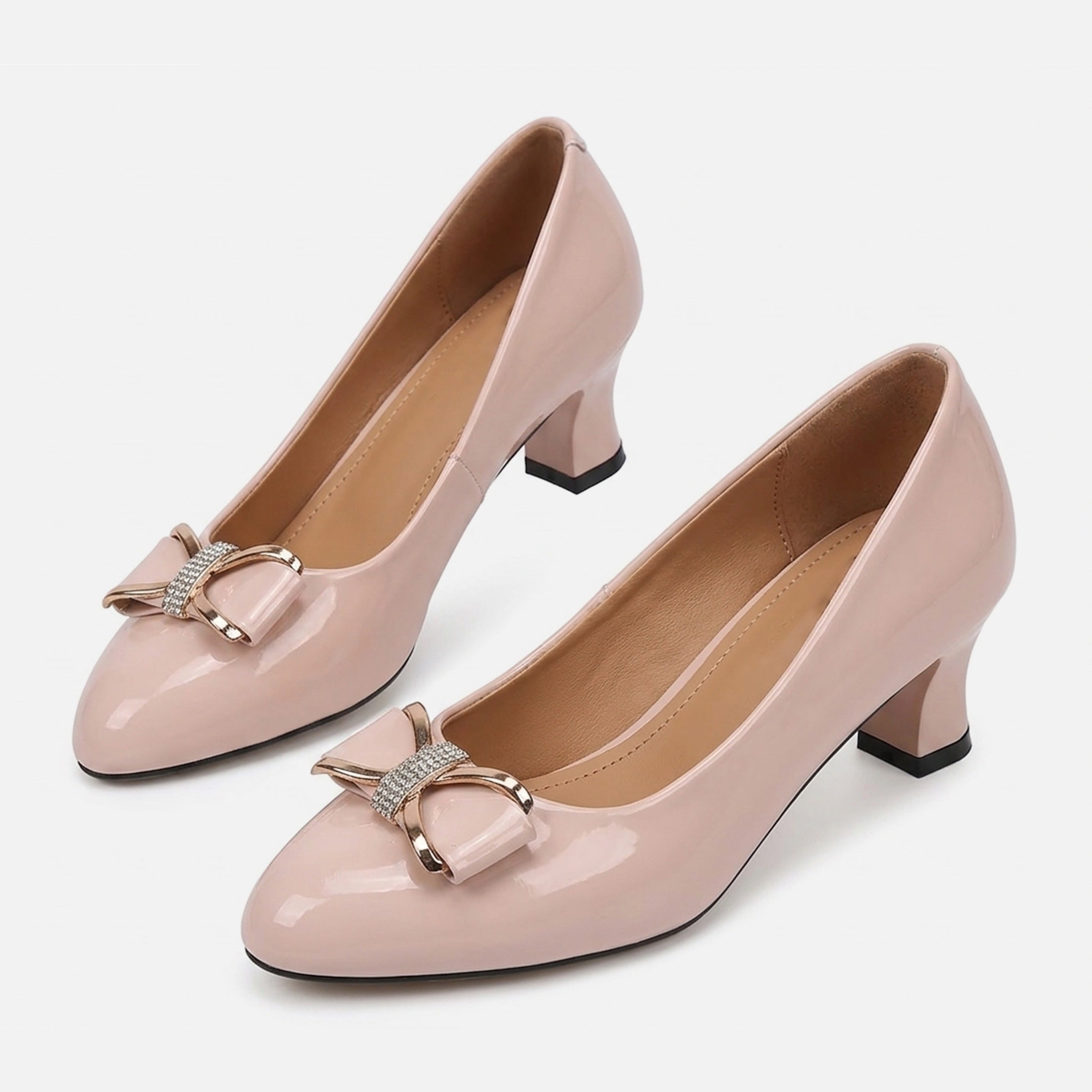 Chaussures à talons carrés en cuir élégantes pour femmes à bout pointu