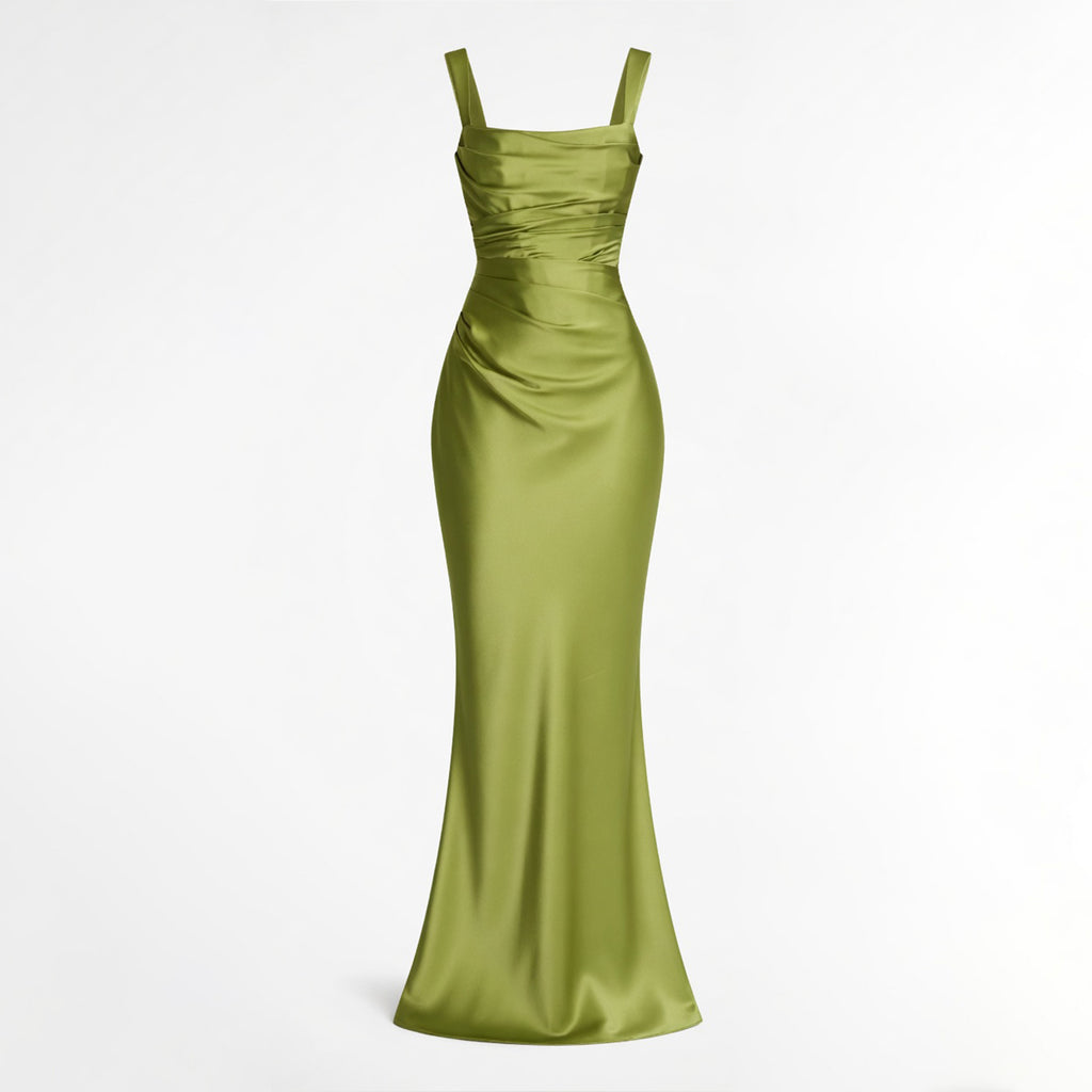 Robe maxi à fronces à décolleté carré pour invitées de mariage