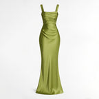 Robe maxi à fronces à décolleté carré pour invitées de mariage