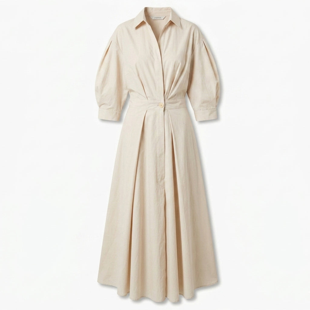 Women's Belted Button Front Maxi Dress Summer