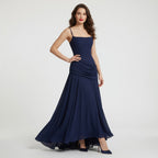 Robe maxi à encolure carrée froncée pour femme - Invité de mariage