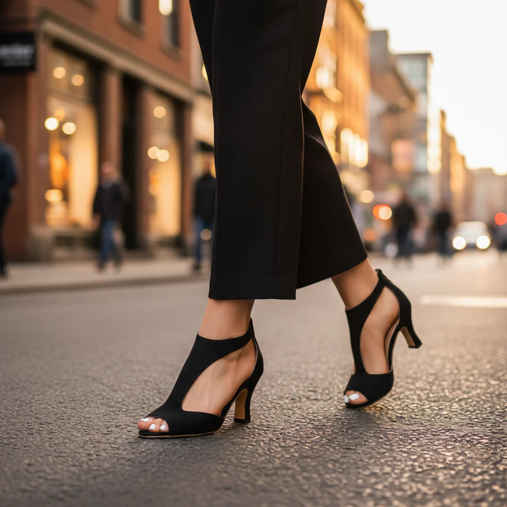 Women's Open Toe Block Heel Cut Out Sandals Summer