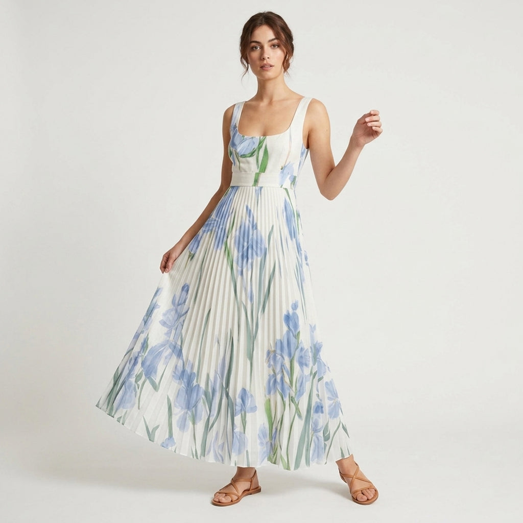 Veloire | Robe longue sans manches à fleurs pour femmes
