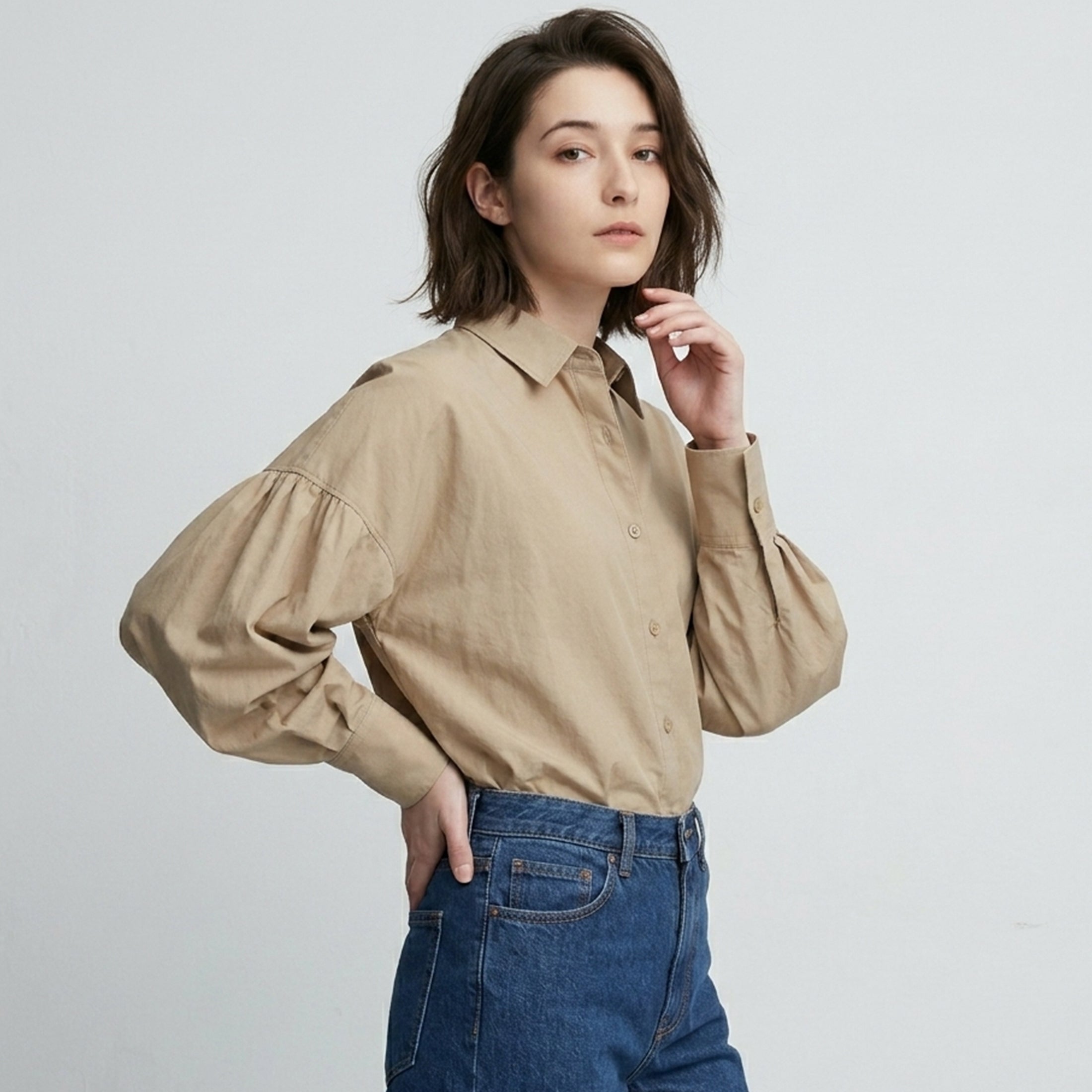 Women's Oversized Puff Sleeve Blouse Summer Casual