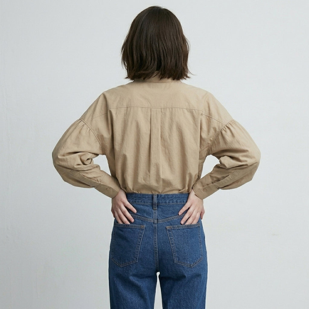 Women's Oversized Puff Sleeve Blouse Summer Casual