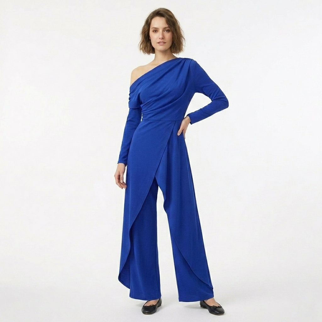 Women's One-Shoulder Draped Jumpsuit for Summer