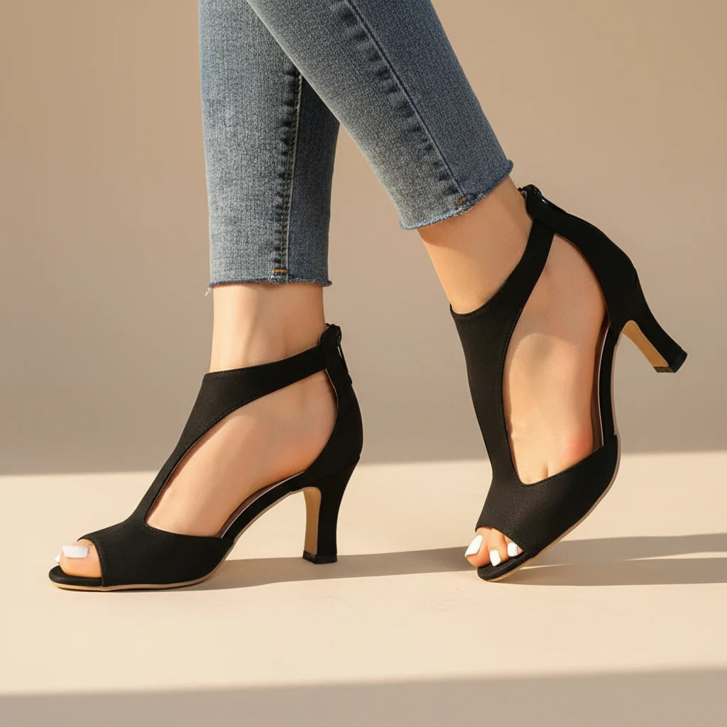 Women's Open Toe Block Heel Cut Out Sandals Summer