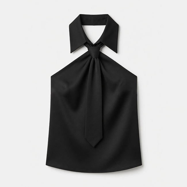 Women's Sleeveless Halter Neck Tie Blouse Summer