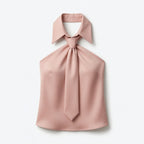 Women's Sleeveless Halter Neck Tie Blouse Summer