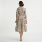 Robe midi A-Line en tulle floral brodé pour femmes
